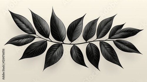 Elegant arrangement of dark leaves on a soft background, showcasing natural beauty and design
