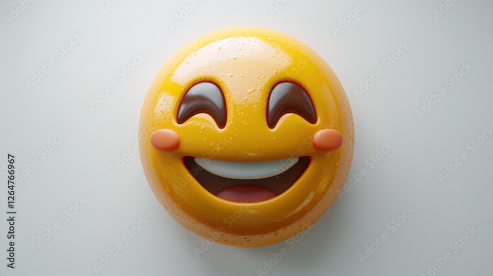 Fototapeta premium 3D realistic emoji from an elevated and diagonal perspective, capturing detailed textures and expressions on a white background