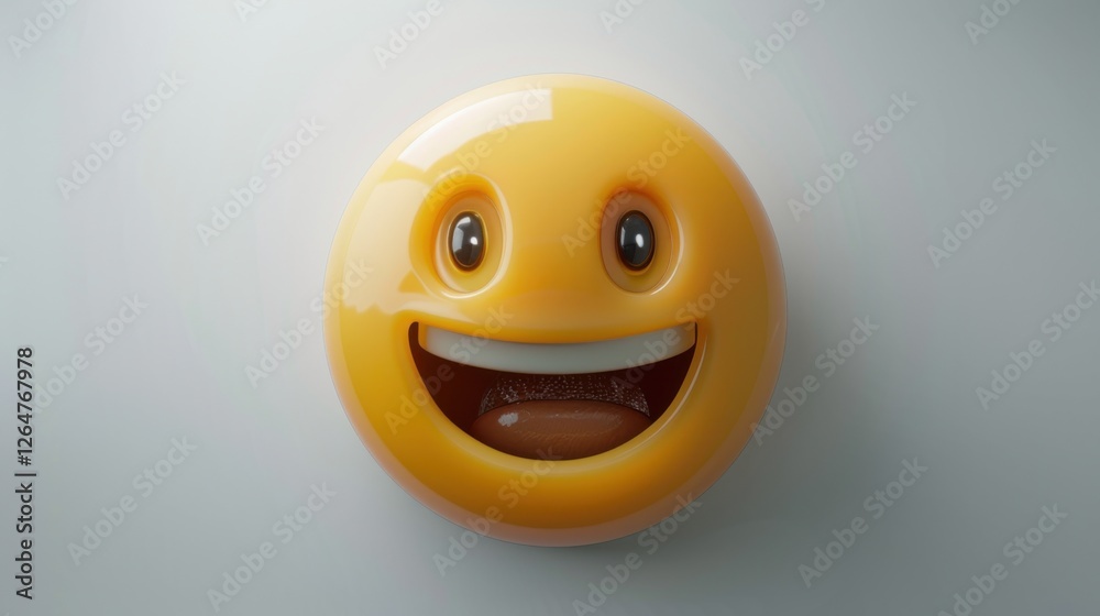 Fototapeta premium 3D realistic emoji from an elevated and diagonal perspective, capturing detailed textures and expressions on a white background