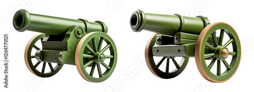 Wallpaper Mural Green Toy Cannons with Wooden Wheels Torontodigital.ca