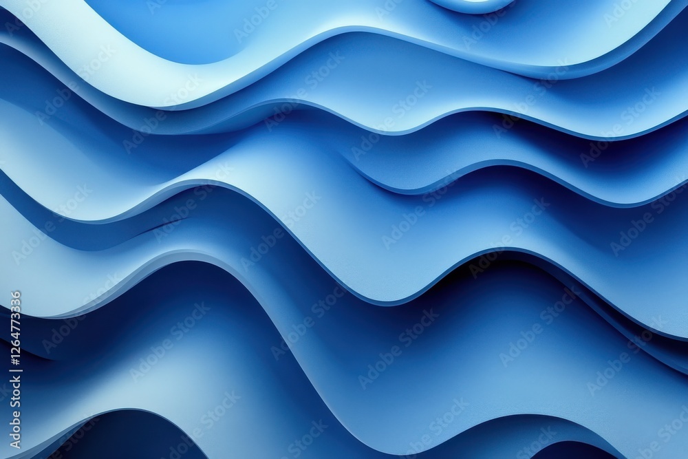Obraz premium Abstract Blue Waves Background with Curved Layers and Fluid Texture for Creative Use