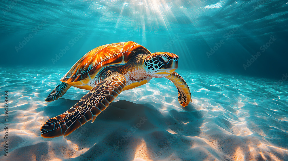 Obraz premium A turtle is swimming in the ocean