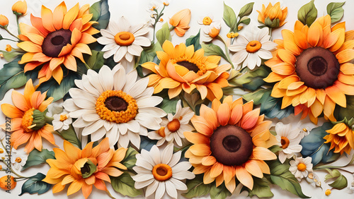 A cheerful and bright floral pattern perfect for spring and summer designs.
