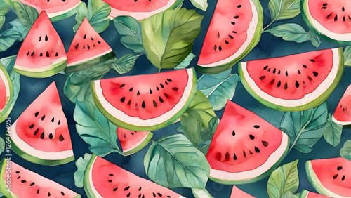 A seamless pattern featuring watermelon slices, perfect for creating a fun and playful atmosphere.