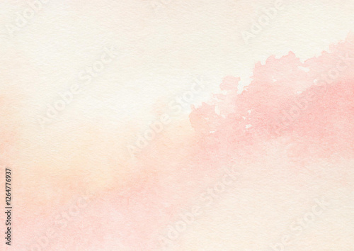 ピンクとベージュの和紙水彩背景