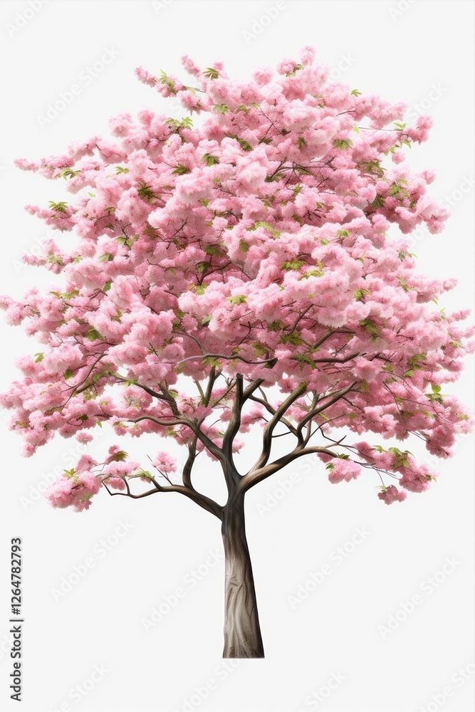 Fototapeta premium Blossom pink Sakura isolated on white background. Blooming tree