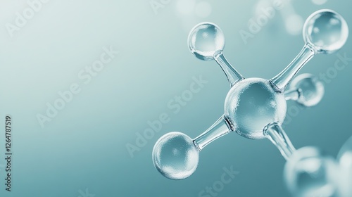 A close-up of large water molecules bonded together by small spheres, embodying the essence of chemical science and natural mechanics.