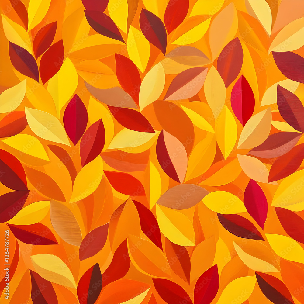 A vibrant pattern of multicolored leaves in warm autumn hues.