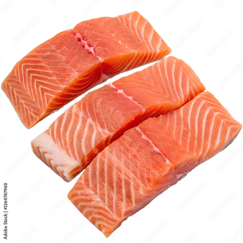 Fresh Salmon Pieces no background in PNG format. Fresh Salmon Pieces no background in PNG format.
