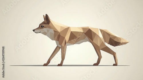 Geometric low poly coyote design on neutral background photo