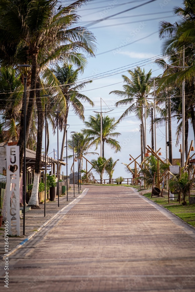 Tropical street leading to a beach Tropical street leading to a beach