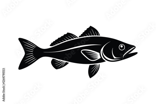 Silhouette of walleye fish vector art illustration.eps