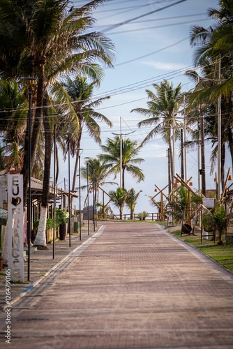 Fototapeta Naklejka Na Ścianę i Meble -  Tropical street leading to a beach