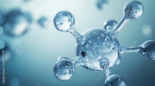 Wallpaper Mural A close-up of large water molecules bonded together by small spheres, embodying the essence of chemical science and natural mechanics. Torontodigital.ca