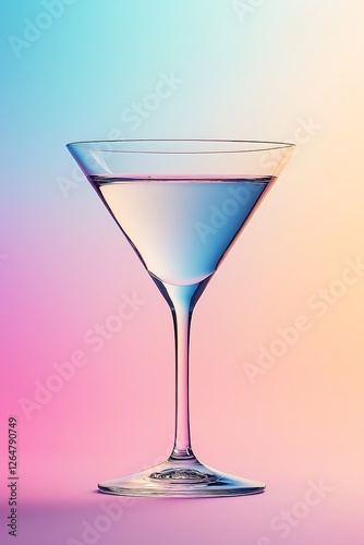 Wallpaper Mural cocktail glass , minimalist product ad, creatively suspended against pastel gradient desaturated background Torontodigital.ca