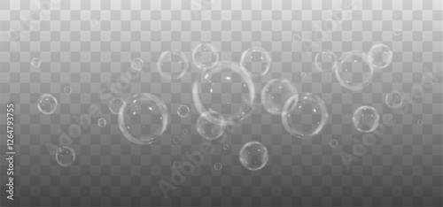 realistic transparent soap bubble with a three-dimensional glossy effect. Perfect for backgrounds, water designs, floating elements, and colorful abstract illustrations with a clean look.