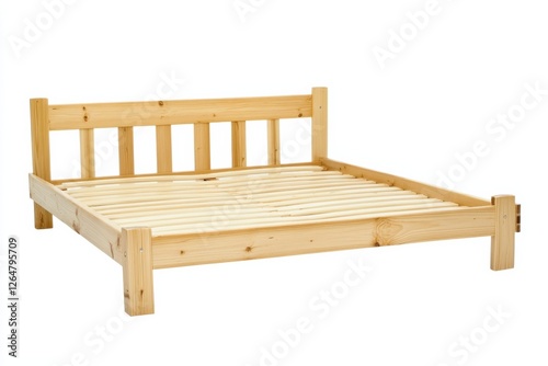 Wallpaper Mural Elegant wooden bed frame showcasing modern design in a minimalist setting with pristine white backdrop Torontodigital.ca