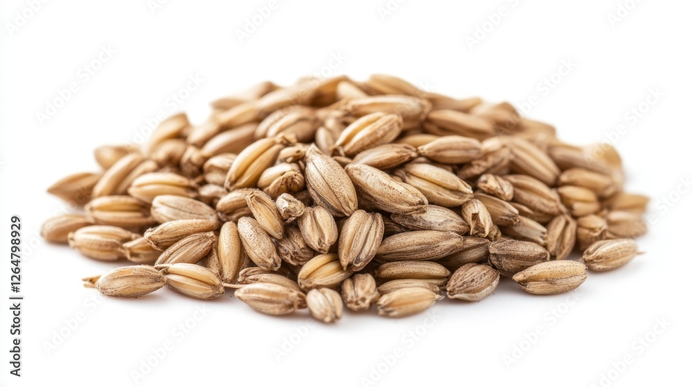 Close-up of Dried Natural Grains on White Background for Food Photography Close-up of Dried Natural Grains on White Background for Food Photography