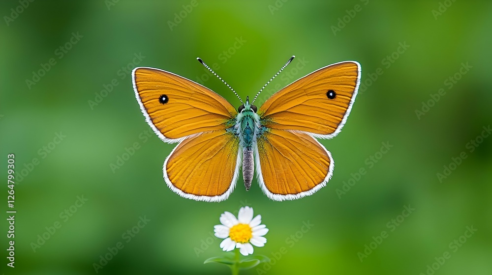 Orange And Green Butterfly Hovering Over White Flower Orange And Green Butterfly Hovering Over White Flower