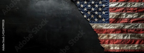 Obraz na płótnie Weathered American Flag on Dark Background w salonie