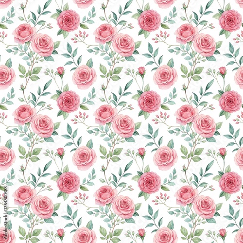 Red and pink seamless floral pattern 