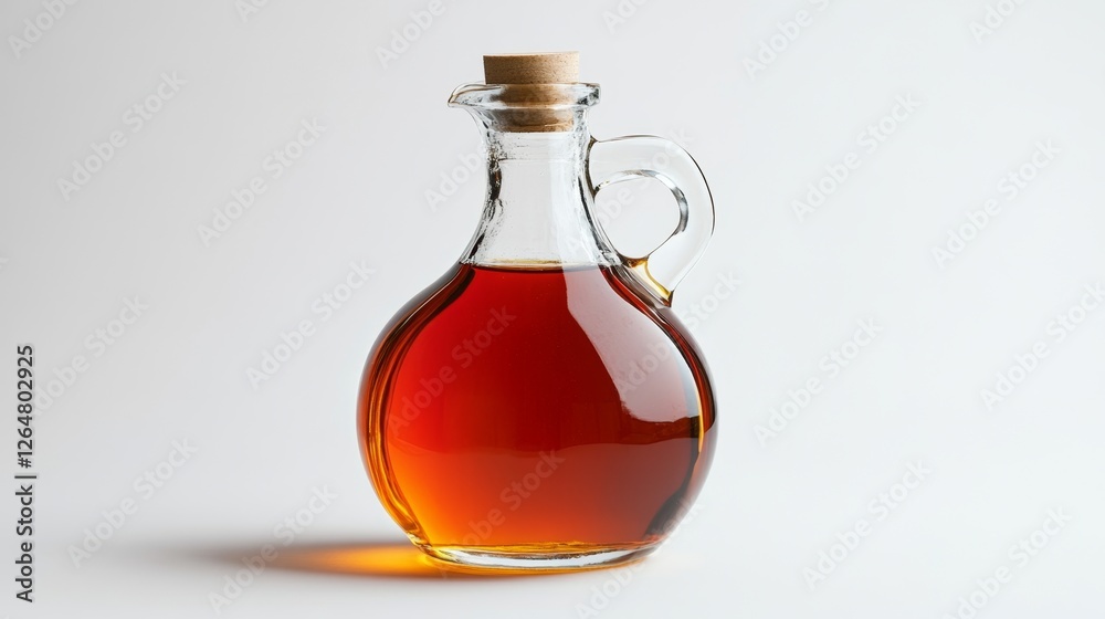 Glass jar with maple syrup on a clean background for culinary use Glass jar with maple syrup on a clean background for culinary use