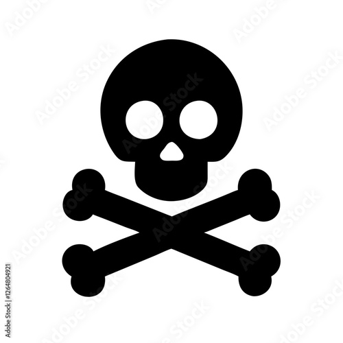 Classic black skull and crossbones symbol for danger and caution, simple design