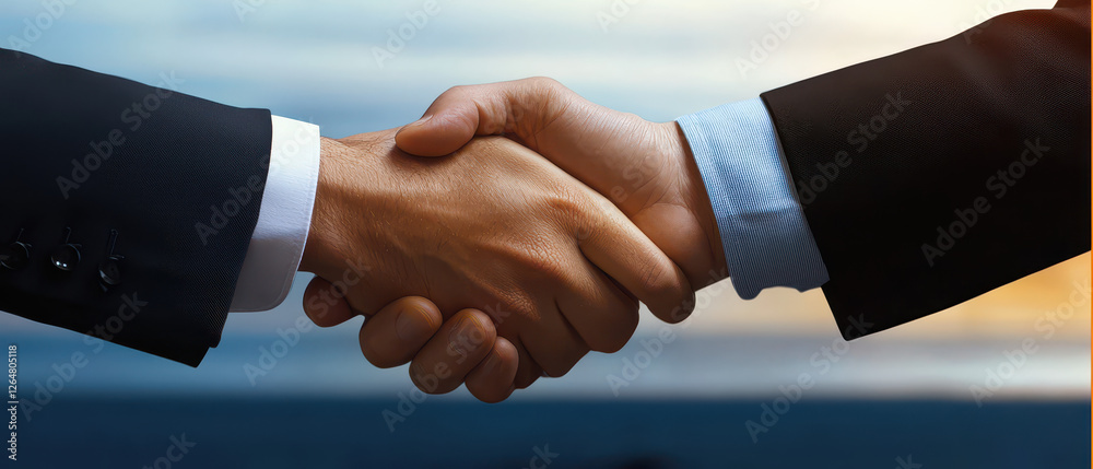 Two business people shake hands against a blurred background, symbolizing partnership, agreement, and collaboration in a professional setting. Two business people shake hands against a blurred background, symbolizing partnership, agreement, and collaboration in a professional setting.