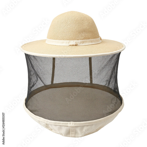 Close up of a beekeepers protective hat with mesh veil Ideal for concepts like beekeeping apiary and agriculture safety