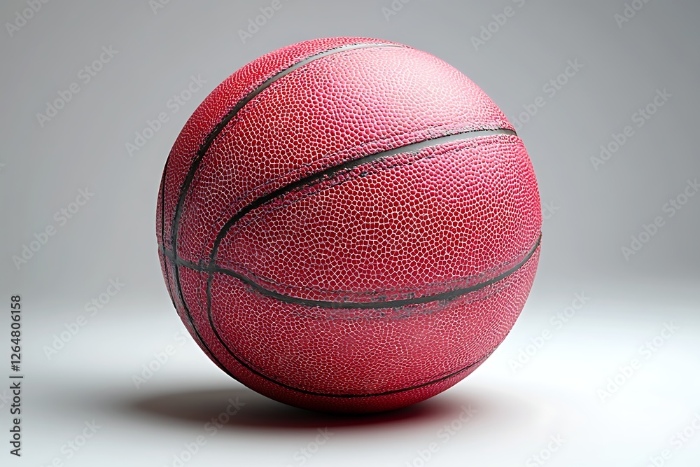 Obraz premium Close-up of a worn red basketball on a plain background.