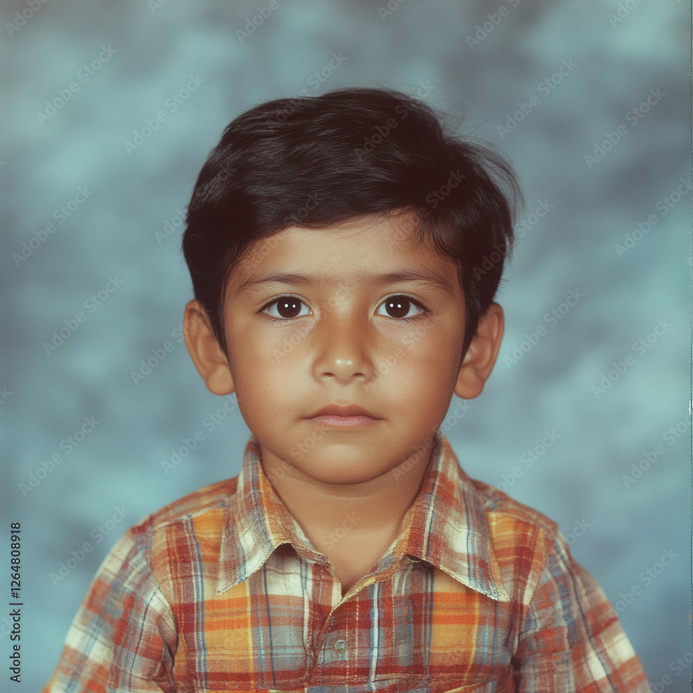 1990s-style portrait or yearbook photo of a young Latino boy 1990s-style portrait or yearbook photo of a young Latino boy