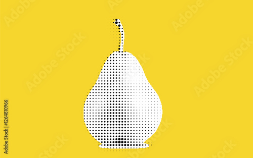 Stylized Pear Illustration on Yellow Background