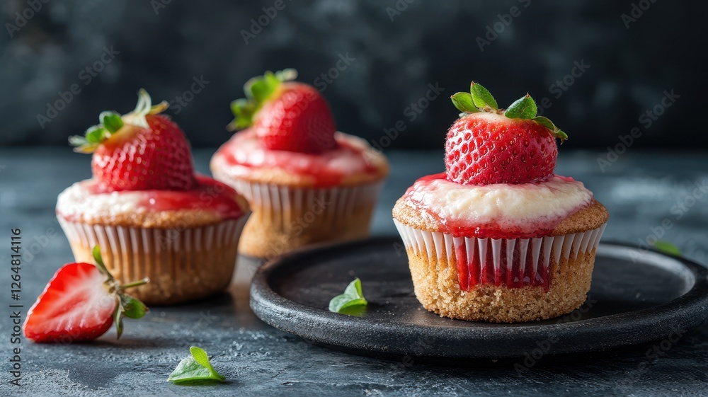 Fresh Strawberry Cupcakes with Cream Frosting Fresh Strawberry Cupcakes with Cream Frosting