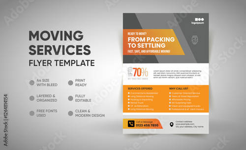 Moving Services Flyer Template, House Shifting Flyer, Delivery Services Leaflet, Office Shifting poster template, Moving company flyer for print, moving company flyer