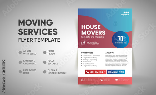 Moving Services Flyer Template, House Shifting Flyer, Delivery Services Leaflet, Office Shifting poster template, Moving company flyer for print, moving company flyer