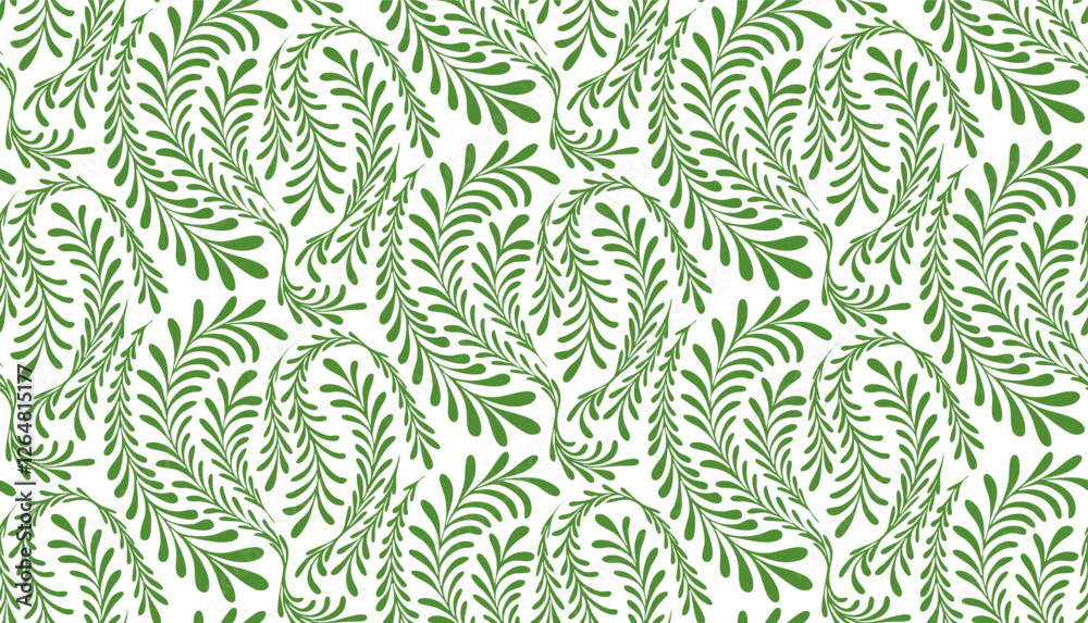 Green fern pattern seamless on a white background. Elegant nature fern leaf pattern with swirling leaves, perfect for textiles, wallpaper, and decorative backgrounds. Green fern pattern seamless on a white background. Elegant nature fern leaf pattern with swirling leaves, perfect for textiles, wallpaper, and decorative backgrounds.
