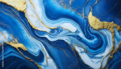 Amazing navy blue luxury marble rock background with details in gold and white colors