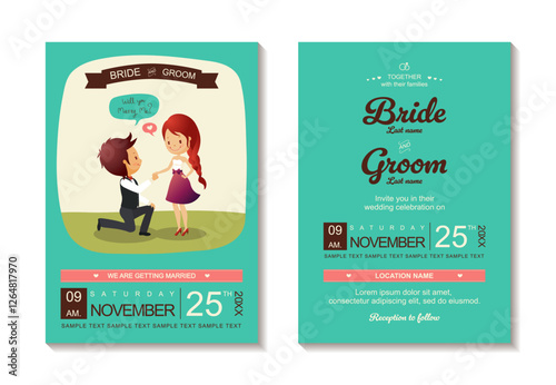 Will you marry me invitation card template vector illustrator