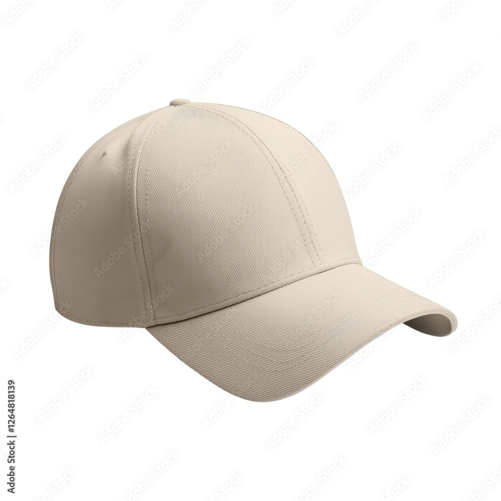 Beige baseball cap with curved brim and structured design, perfect for casual wear or outdoor activities Beige baseball cap with curved brim and structured design, perfect for casual wear or outdoor activities