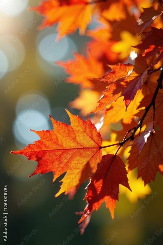 Close-up of colorful autumn leaves, sunlight dappled, autumnal, autumn, november Close-up of colorful autumn leaves, sunlight dappled, autumnal, autumn, november