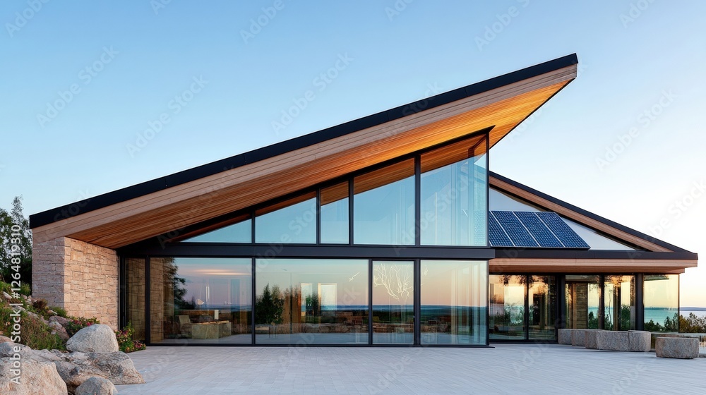Building a sustainable house modern design eco-friendly living outdoor environment architectural view woody concept Building a sustainable house modern design eco-friendly living outdoor environment architectural view woody concept