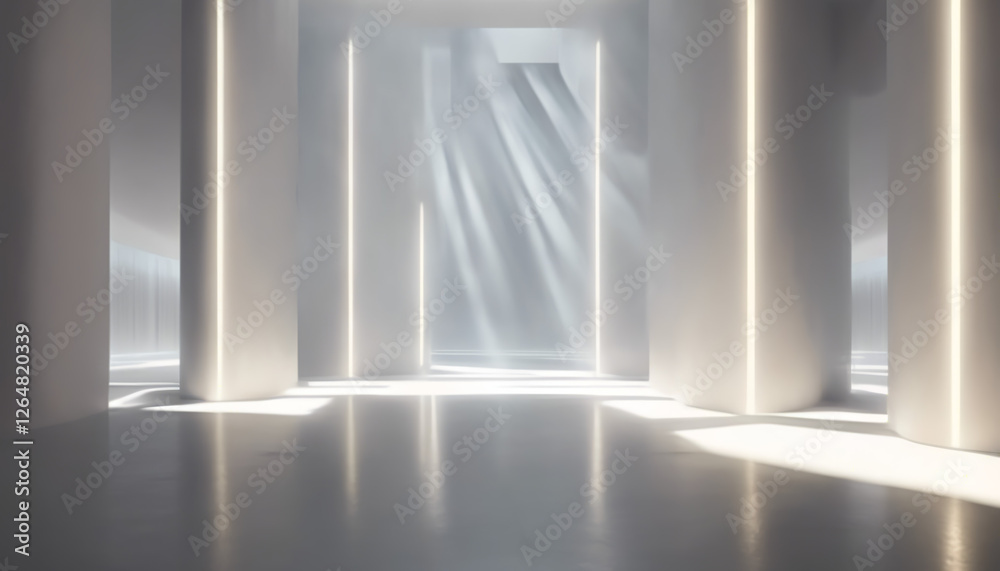 Obraz premium Illuminated architectural space modern gallery visual design minimalist environment artistic perspective aesthetic exploration