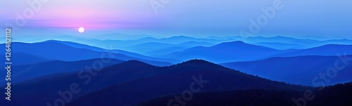 Watercolor gradient mountain landscape banner, Beautiful breath-taking natural scenery. Perfect concept image for outdoor sports, hiking travel, environment protection.