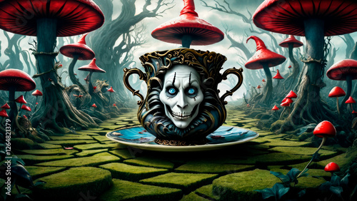 Magical beautiful land from Lewis Carroll's fairy tale 