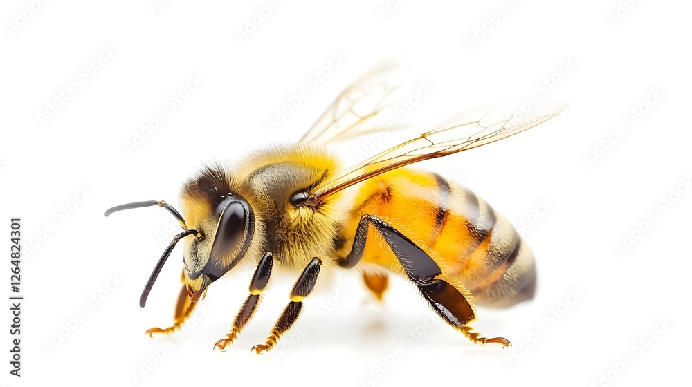 Close Up Of A Honeybee On White Background Close Up Of A Honeybee On White Background