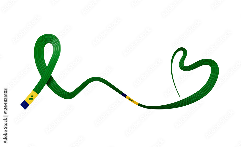 3d Flag Of Saint Vincent and the Grenadines Heart Shape Wavy Awareness Ribbon Flag 3d Illustration 3d Flag Of Saint Vincent and the Grenadines Heart Shape Wavy Awareness Ribbon Flag 3d Illustration