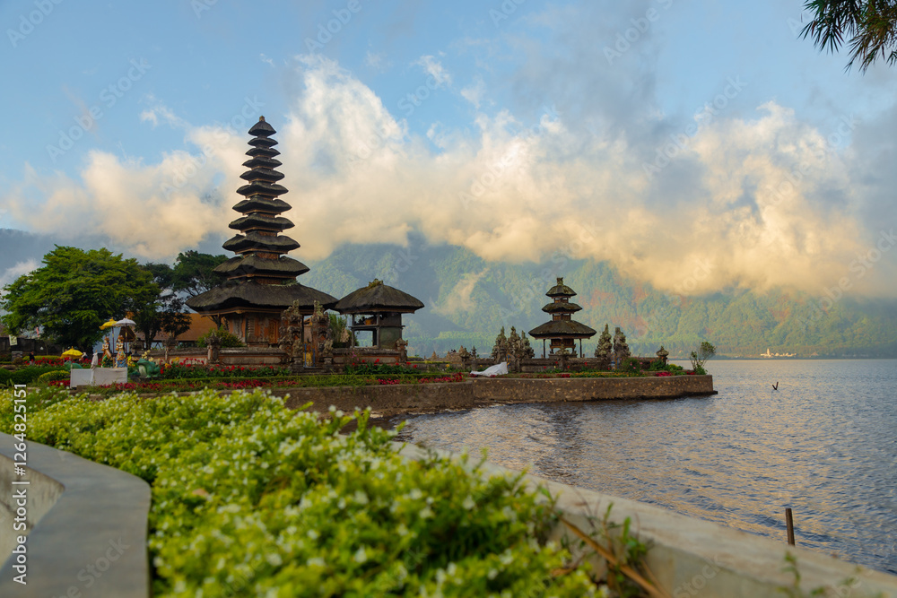 Pura Ulun Danu Beratan Bedugul, a beautiful Hindu temple on a lake with beautiful gardens, boating activities and wildlife photography opportunities, Tabanan, in the east of Bali, Indonesia Pura Ulun Danu Beratan Bedugul, a beautiful Hindu temple on a lake with beautiful gardens, boating activities and wildlife photography opportunities, Tabanan, in the east of Bali, Indonesia