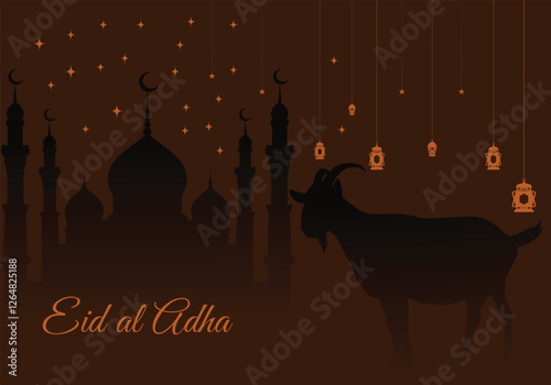  eid mubarak design with mosque vector art