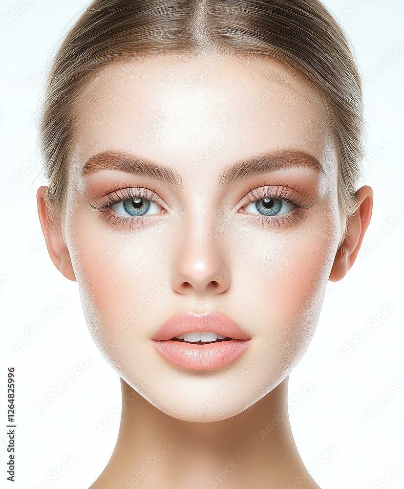 Fototapeta premium Close-up portrait of a young woman with beautiful skin and captivating eyes.