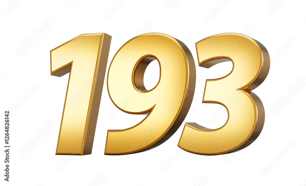 3d number 193 one hundred ninety three Gold text with reflection 3d illustration 3d number 193 one hundred ninety three Gold text with reflection 3d illustration